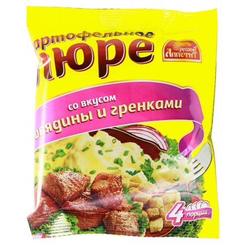 Пюре картоф. б/п ВИТЭКС РУССКИЙ АППЕТИТ 120 гр. Говядина, гренки пак.